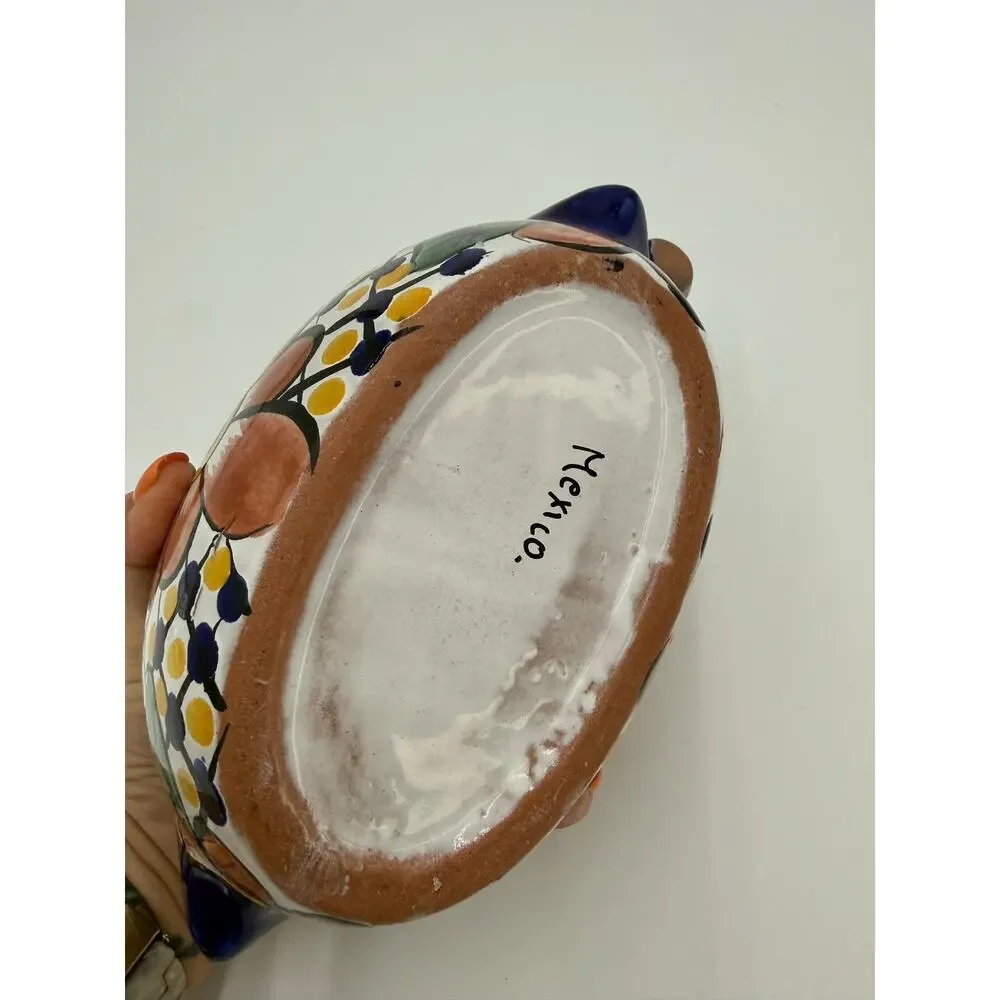 Talavera Mexican Folk Art Pottery Dish with Ladel